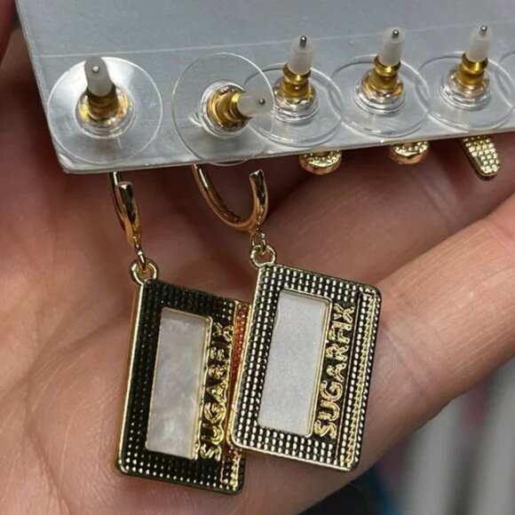 BAUBLEBAR SUGARFIX 3 pair Earrings - Microphone Music Note Cassette Tape 90s NEW - Picture 5 of 6